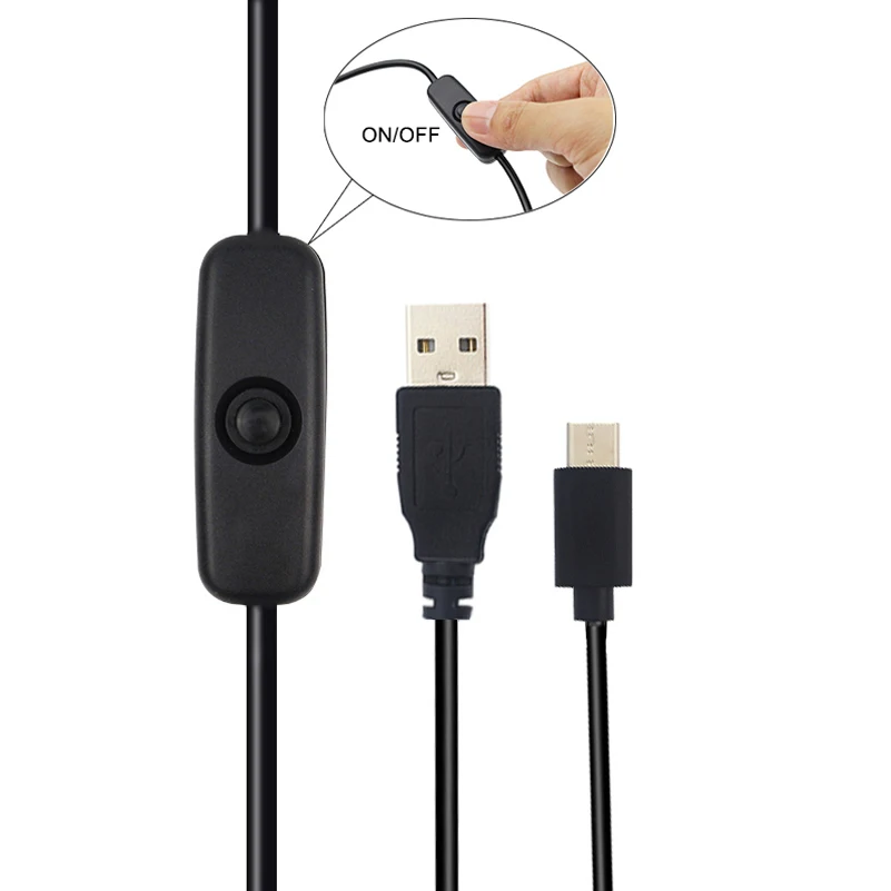 NEWEST 1m Universal USB Type C Charging Cable with ON/OFF Switch for Raspberry Pi 4 An-droid Mobile Phone