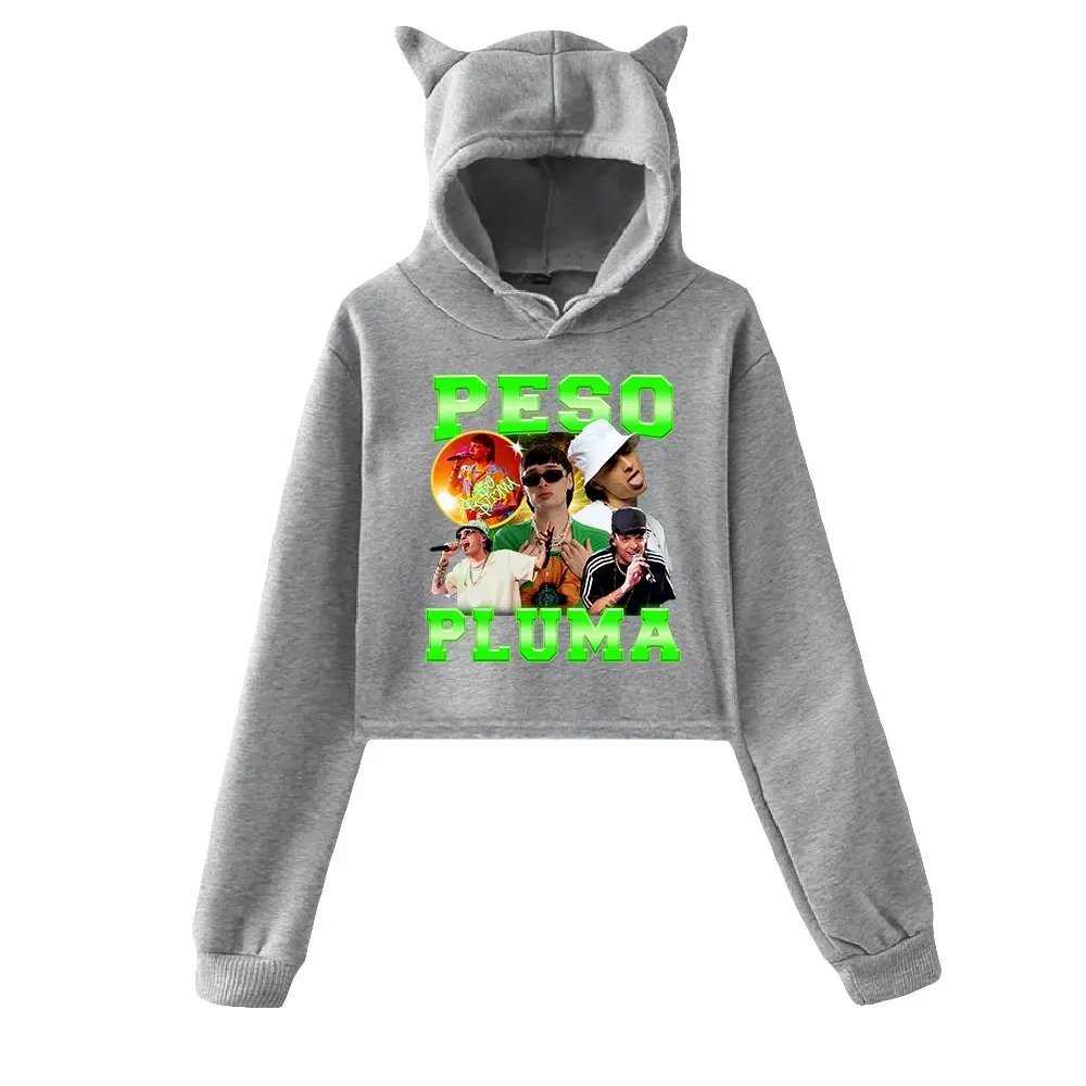 Peso Pluma Pullover Cat Orars Hoodie Sweatshirts Met Lange Mouwen Vrouwelijke Crop Top 2023 Hippe Jonge Zangeres Dameskleding