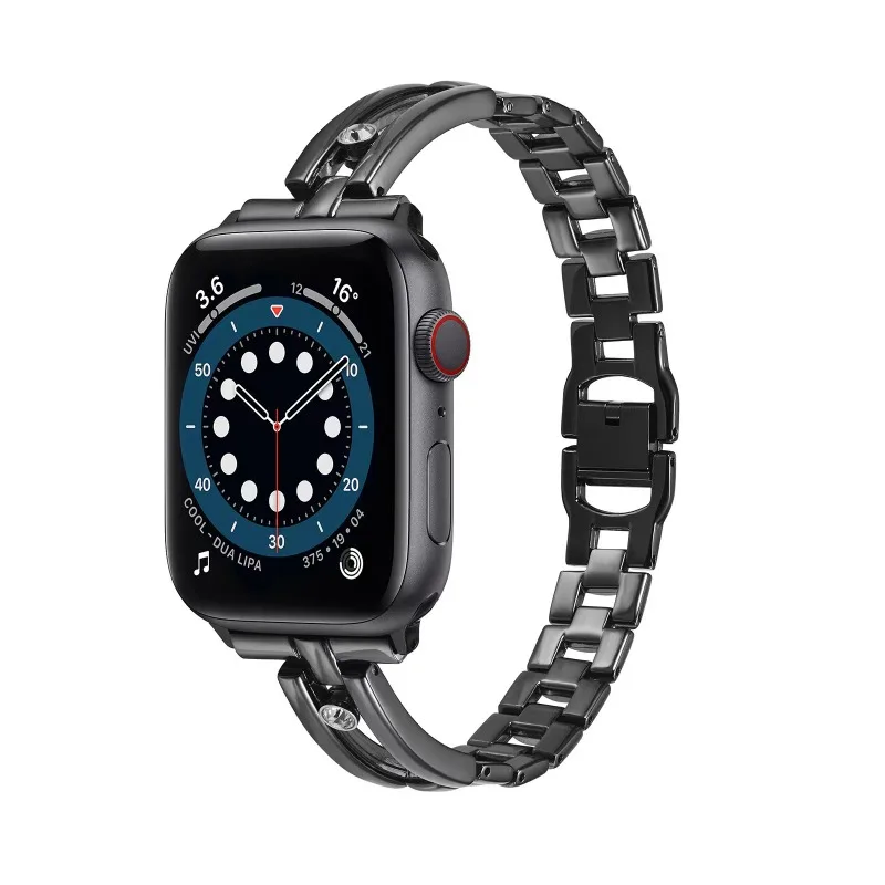 アップルウォッチ用スリムメタルバンド,ステンレススチール,iwatch用,ダイヤモンドブレスレット,ラグジュアリー,49mm, 8、7、41mm, 45mm, 6、5、4se, 44mm 42mm, 38mm, 40mm