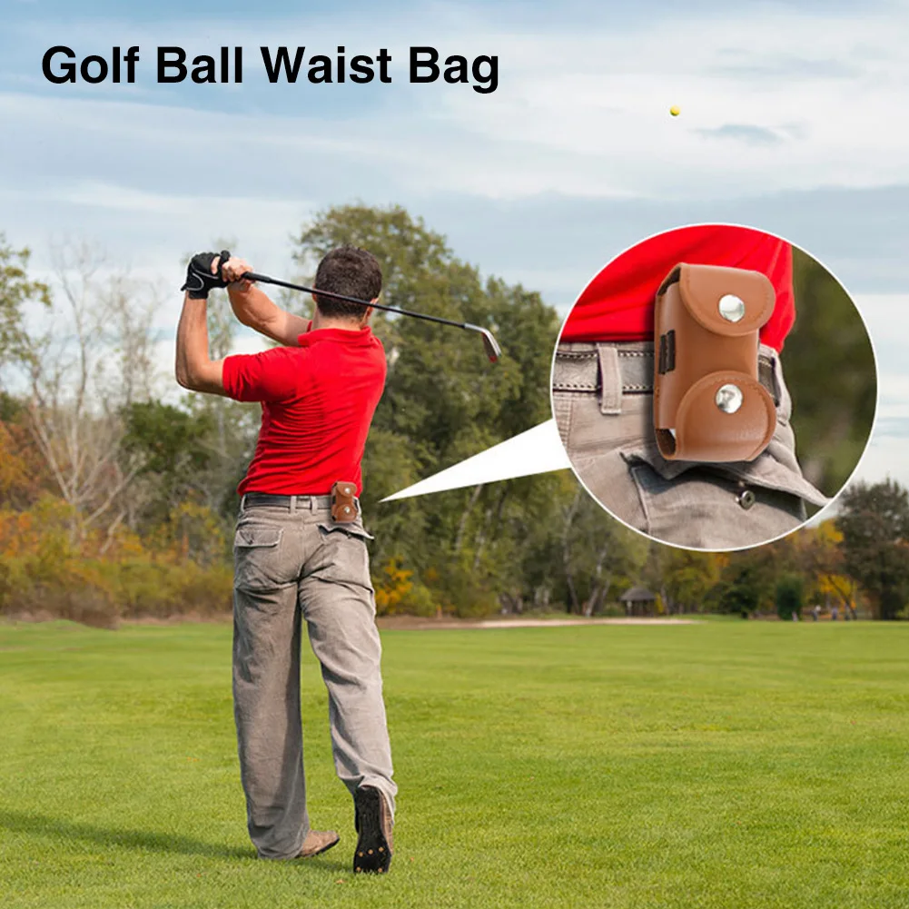 Mini Golf Ball Bag PU Leather Vintage Golf Ball Tee Rangefinder Bag Outdoor Sports Golf Accessories Ball Waist Belt Holster Case