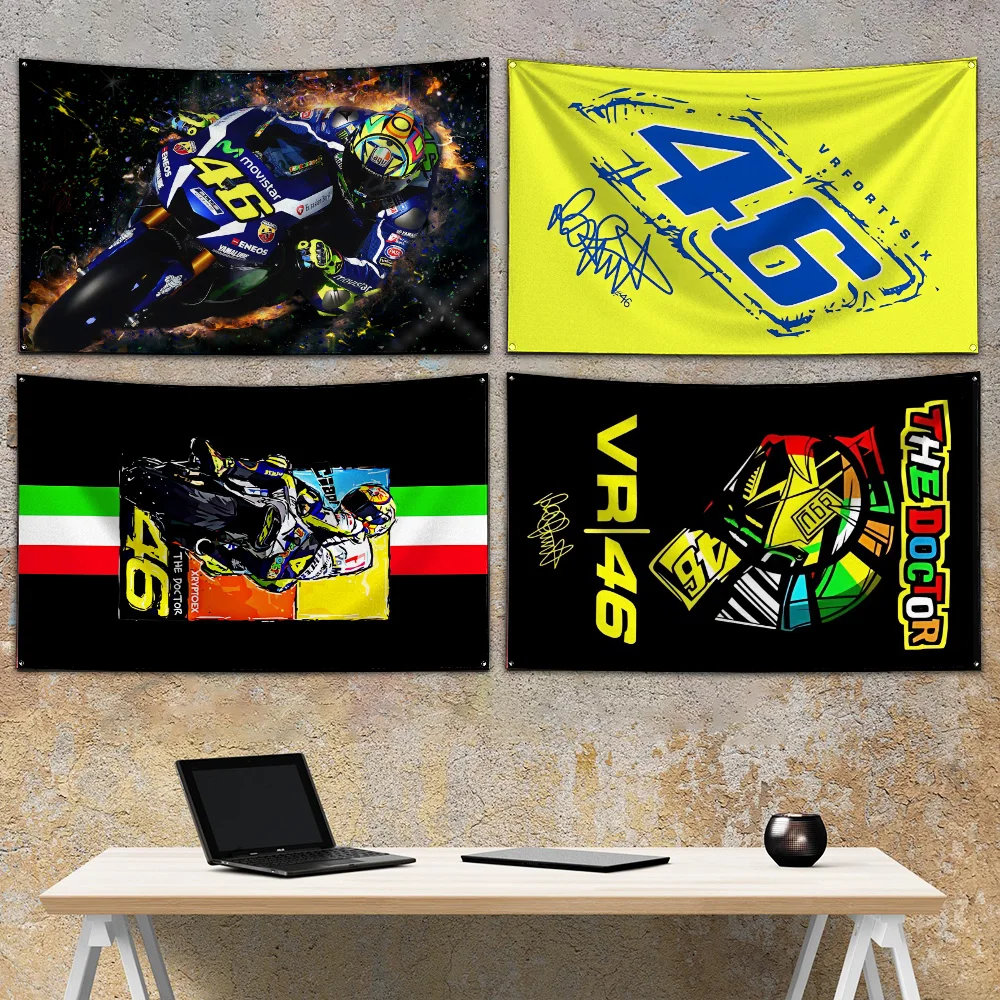 3x5  Ft  Flag Polyester R-rossis Digital VR-46 Printing Banner for Garage Wall Art Out Door Decoration with Brass Grommets