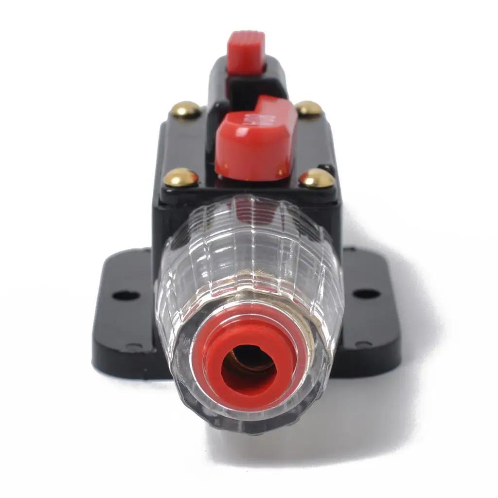 12V 24V Manual Reset in Line DC Circuit Breaker Audio Fuse Block Holder High Capacity for Car Marine Battery
