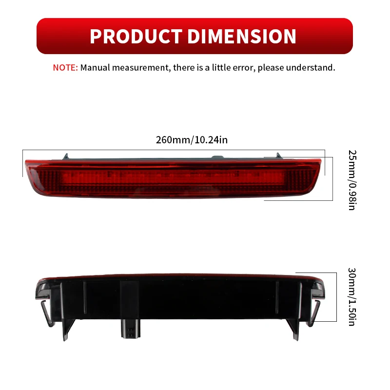 

LED Third Brake Light for Nissan Qashqai J11 2014-2023 High Mount Stop Lamp Smoked Lens Assembly 265904EA0A LED Stop Brake Light