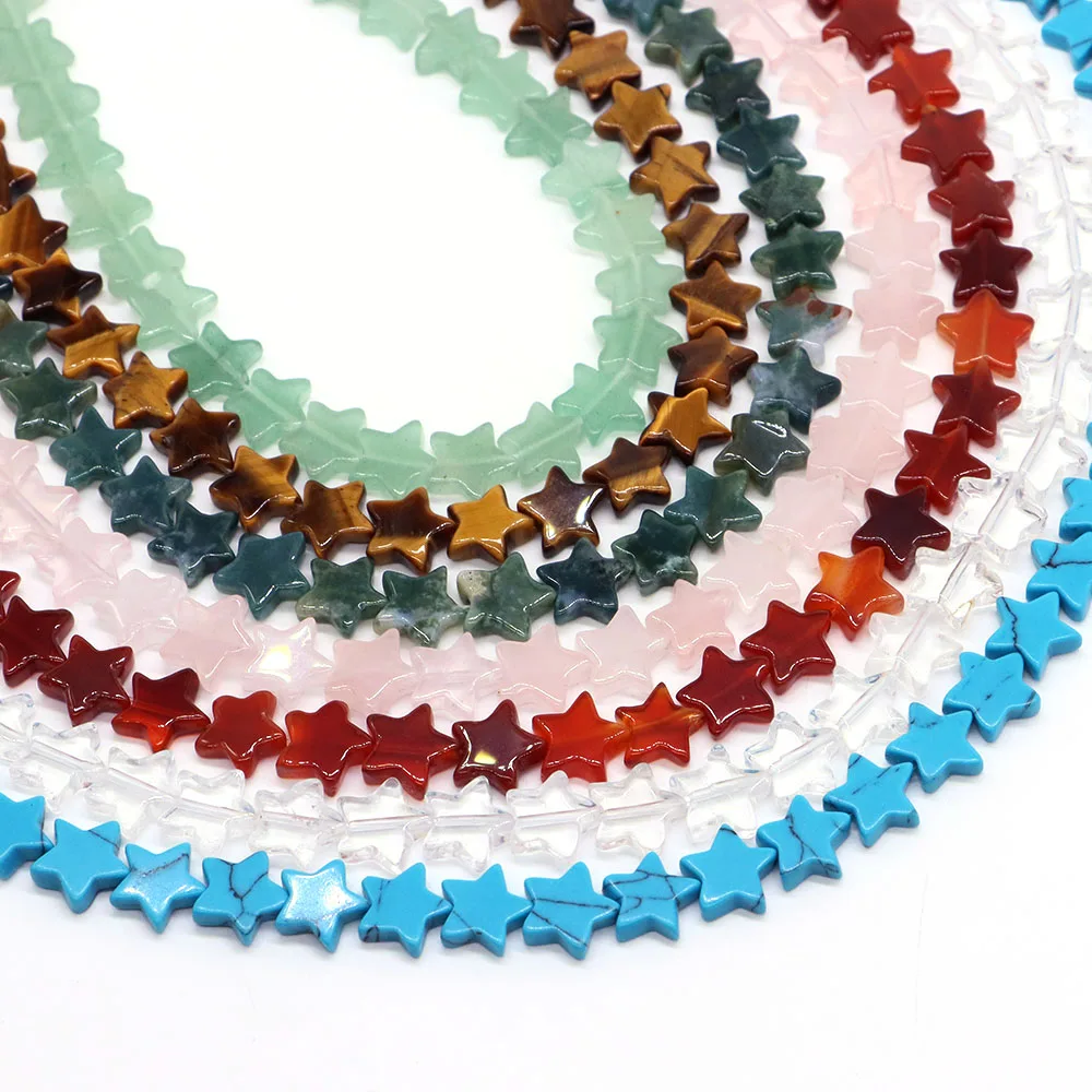 

10mm Natural Crystals Stones Quartz Agate Star Beads Loose Spacer for Jewelry Bracelet Making Hairpin Handmade Diy Accessories