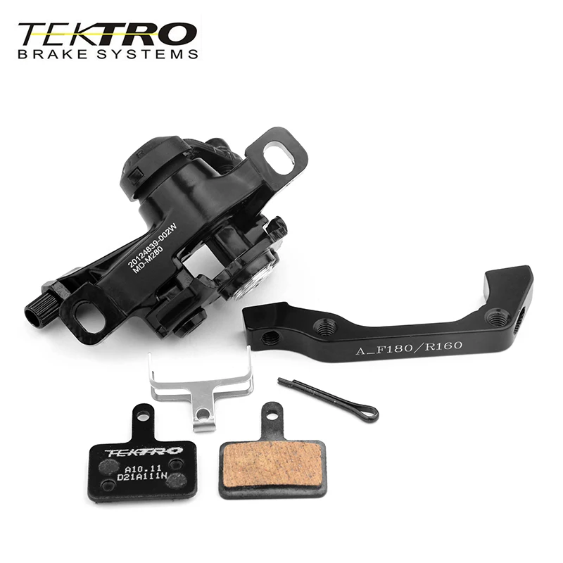 Tektro M280 MTB Line Pulling Disc Brakes Mountain Bike Brake Calipers Front Rear Bicycle Rotors 160 180 203mm Bicycle Parts