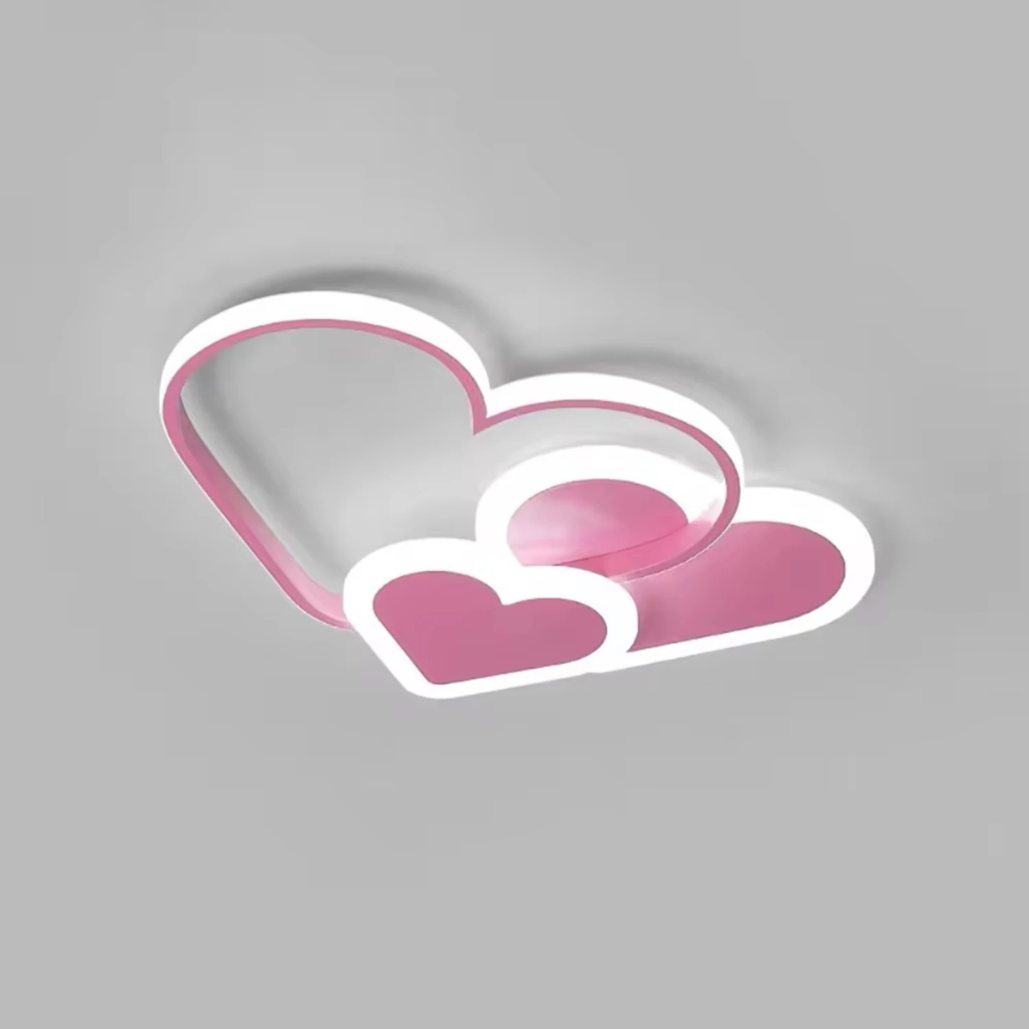 

New Love Heart Ceiling Light - 52cm Pink & White, Dimmable, Remote Control, Acrylic Shade Girls' Bedroom