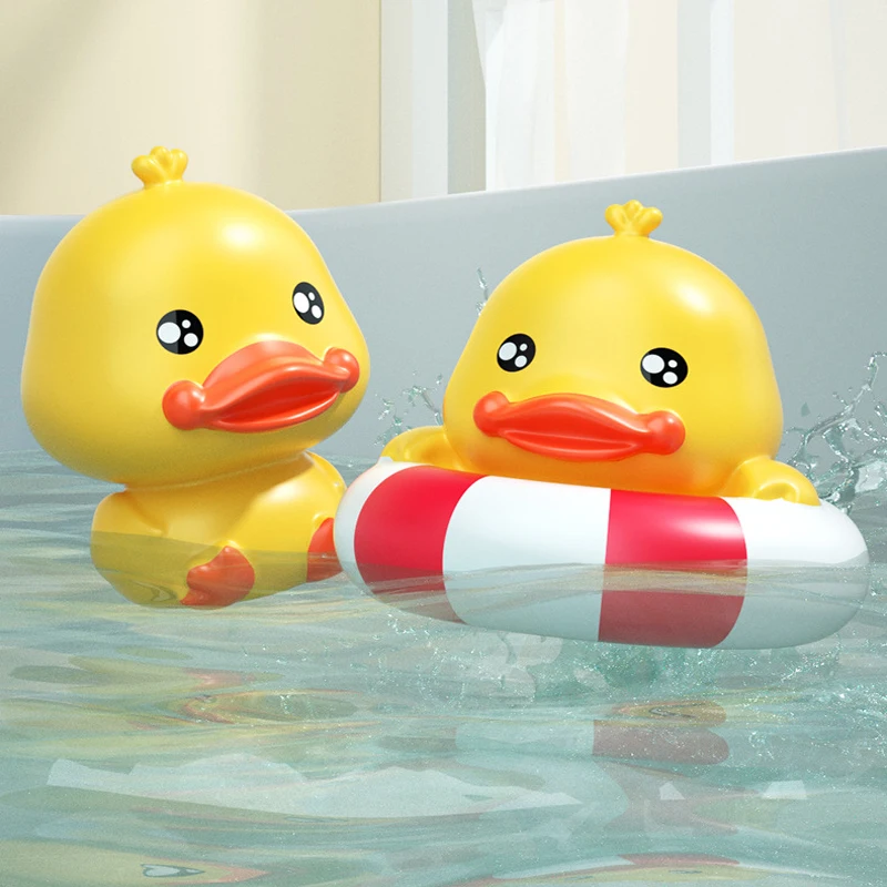 Baby Bath Small Duck Toys Set 8PCS Toddler Shower Bathtubs Water Gun Toys Floating Clockwork Swimming Duck Pool Interactive Toy