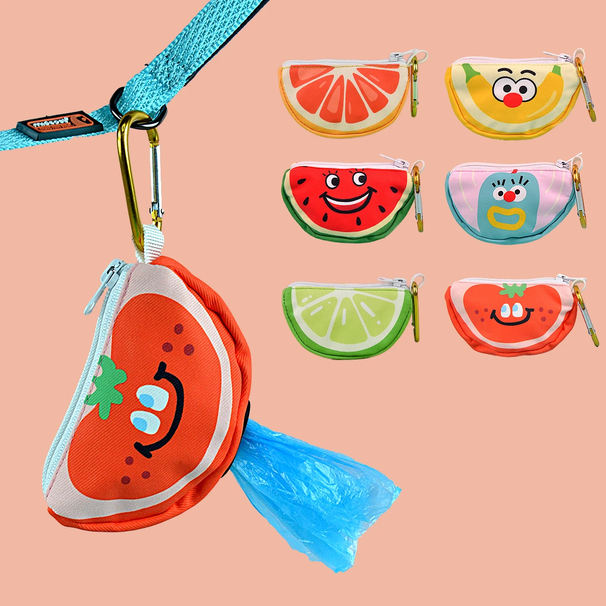 

Просторный мешок для собачьих какашек идеально подходит для повседневного использования - веселые рисунки фруктов, которые легко носить с собой, когда taking your dog для прогулки