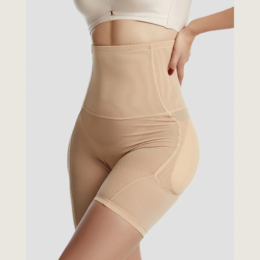 High Waist Body Shaper Abdominal Control Pants with 4 Sponge Pads Hip Enhancer Butt Lifter Tummy Shaping Booty Lifting Shorts