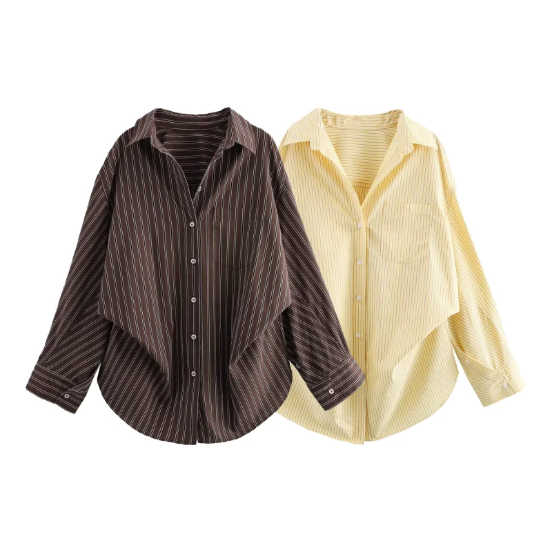 

Women's New Spring Striped Lapel Button Down Shirt, Casual and Versatile for Daily Outings, Effortless Style