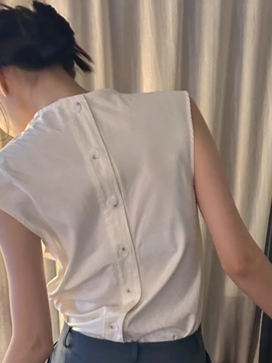 Ele Svel irt เสื้อผ้าผู้หญิงแฟชั่นเกาหลีดีไซน์ฤดูร้อนใหม่ Sle ature วัสดุคุณภาพสูงรูปแบบสีบริสุทธิ์