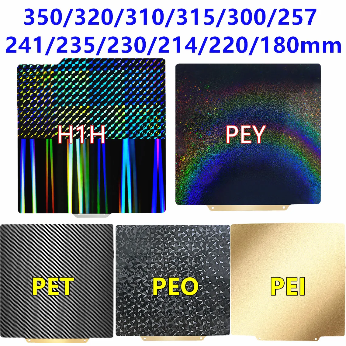 

Mangetic Build Plate PEY PET PEO Sheet pei For Creality K1 Max Bambulab P1P Ender 3 Upgrade PEO Plate Voron 2.4 MK3S PEI Sheet