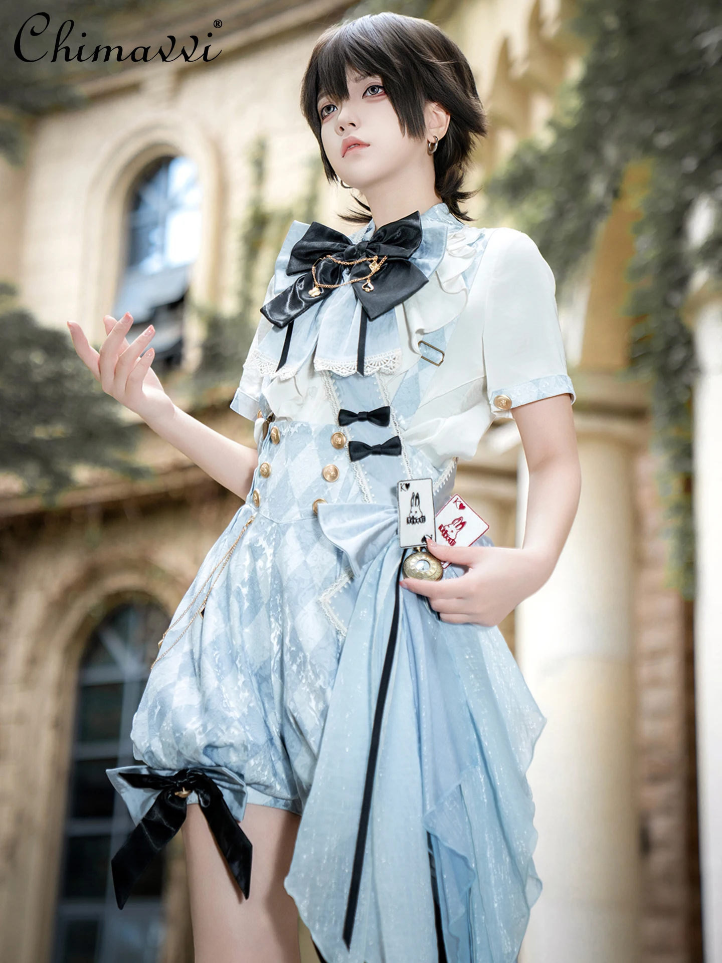 

Original Lolita Daily Op Song Suit Prince Clothes 2025 Summer New Cos Short-sleeved Shirt Blouse and Shorts Lo Two Piece Sets