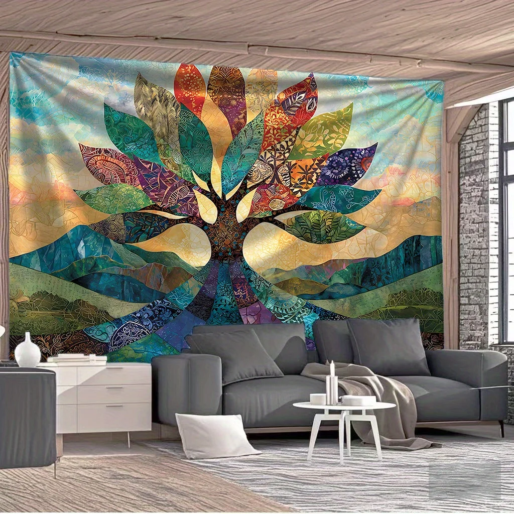 Decorative Tree of Life Tapestry Wall Hanging Bohemian Boho Style Art Print Polyester Tropical Landscape Indoor Home Decor