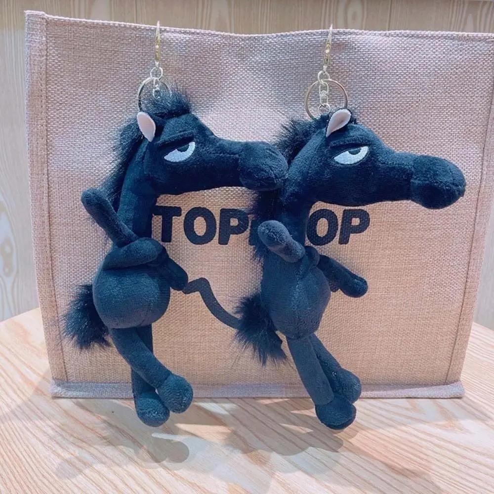 Cartoon Simulation Horse Stuffed Keychain Exquisite Craftsmanship Fantasy Style Pony Black Red Keyring Horse Room Decoration