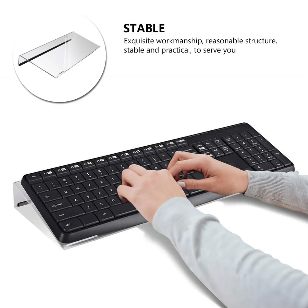 

Acrylic Keyboard Stand Transparent Computer Riser Desk Tray Holder Scalable Tilt Stable Practical Strong Capacity