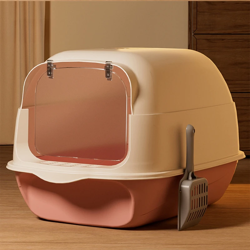 Large Capacity Cat Litter Box Fully Enclosed Sandbox Anti-Splash and Deodorant Cat Toilet Removable Bedpan with Scoop