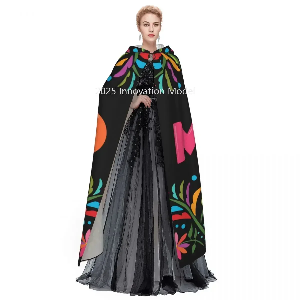 2025 جديد ملون المكسيكي التقليدي نمط مقنعين عباءة البوليستر للجنسين الساحرة كيب زي ملحق هالوين تأثيري Costu