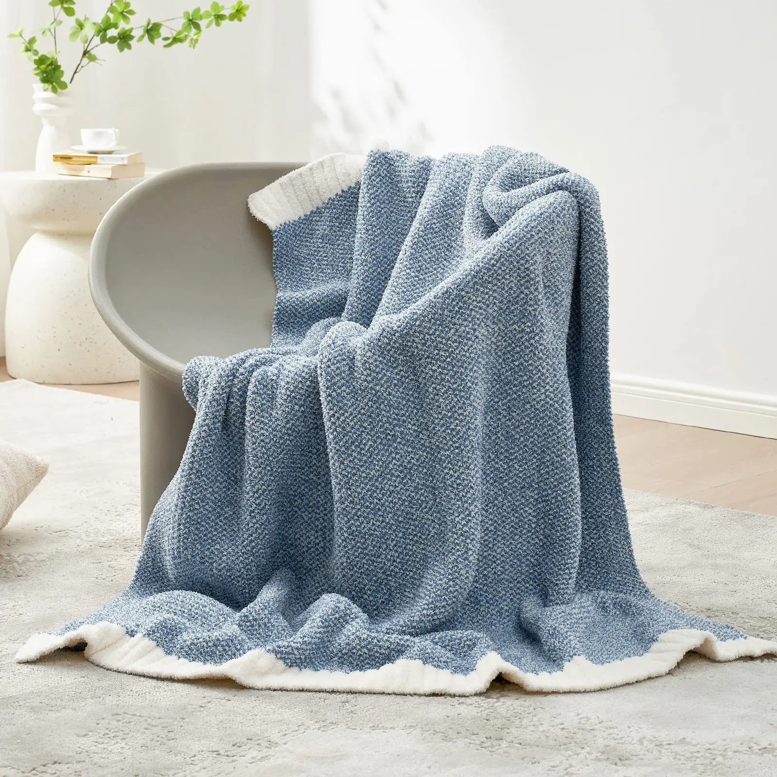 Throw Blankets for Couch, Reversible Super Soft Warm Blankets Cozy Knit Blanket Fuzzy Plush Throws for Sofa, Bed, Gift