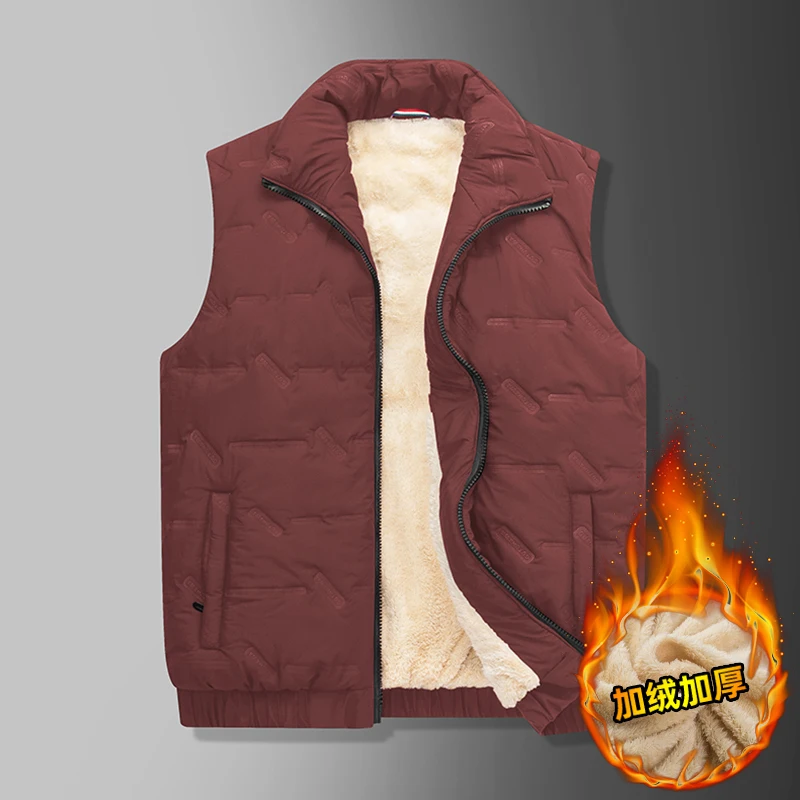 

Мужской утепленный жилет на флисовой подкладке из овечьего бархата, теплый, модный, осенне-зимний, повседневный, свободного кроя