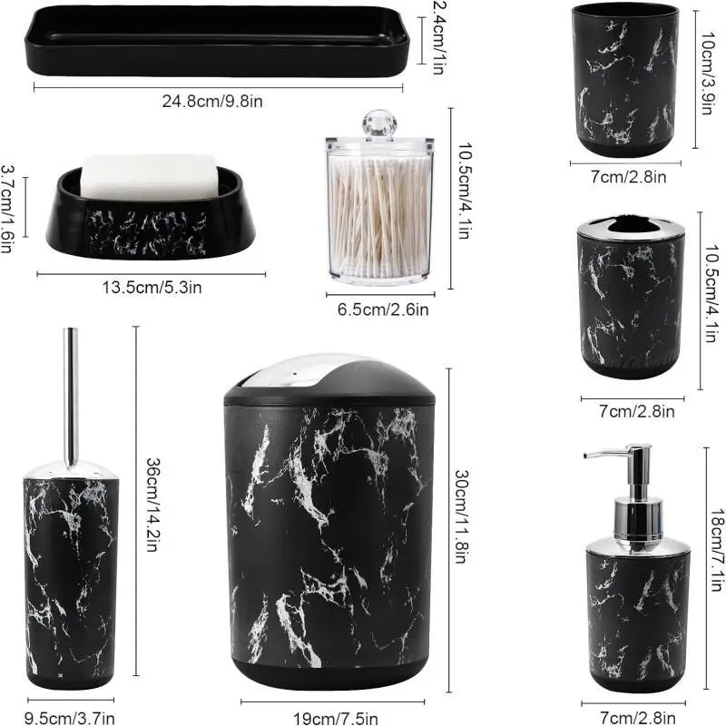 9-piece marble pattern bathroom set