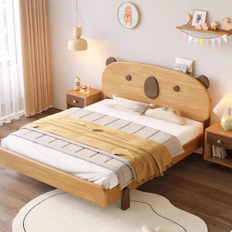 Cartoon-Kinderbett aus Holz, moderne, minimalistische Kreativität, komfortables Einzelbett, niedliche Cama de Solteiro-Möbel aus dem Mitte des Jahrhunderts