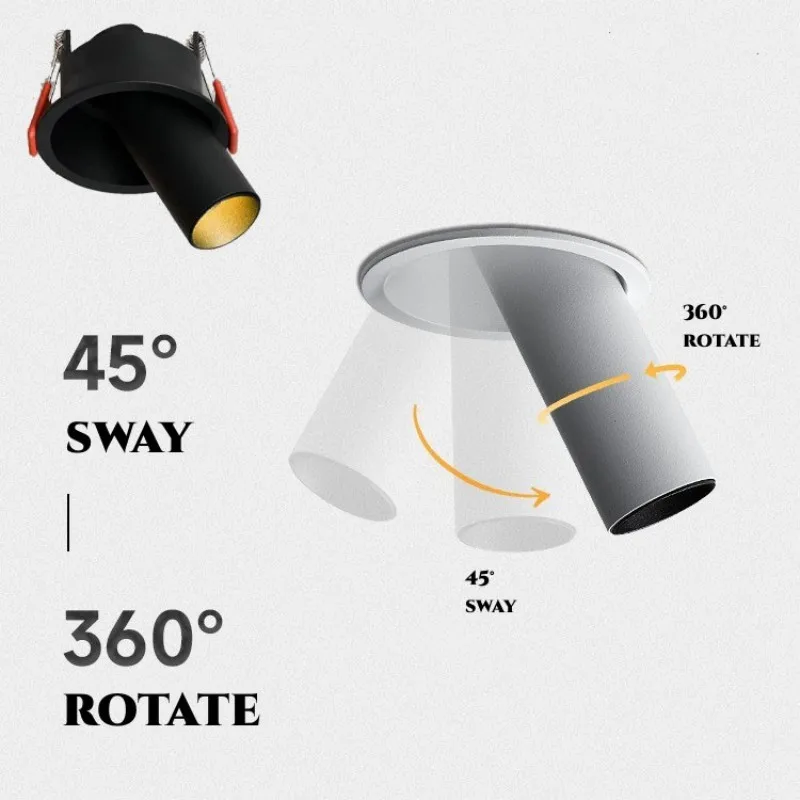 Recessed LED Long Downlight Spotlight 10W12W 15W Dimmable Anti-glare 360° Rotation COB Chip AC 85-265V Ceiling Lamp Home Busines