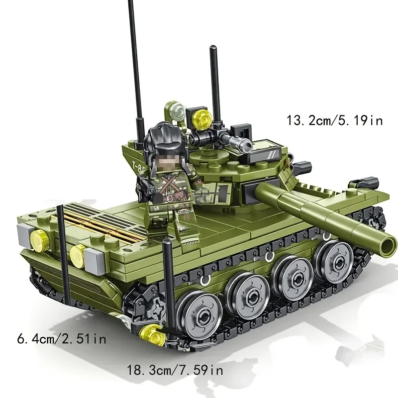 324pcs Military Tank Main Battle Series Weapon Building Blocks, Army City Enlighten Bricks Toys For Children Boy