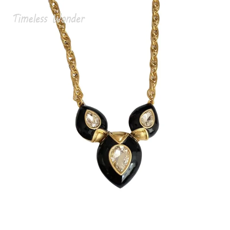 

Timeless Wonder Fancy Enamel Zircon Geo Chains Necklace for Women Designer Jewelry Trendy Goth Punk Rare Kpop Top Set Mix 5232