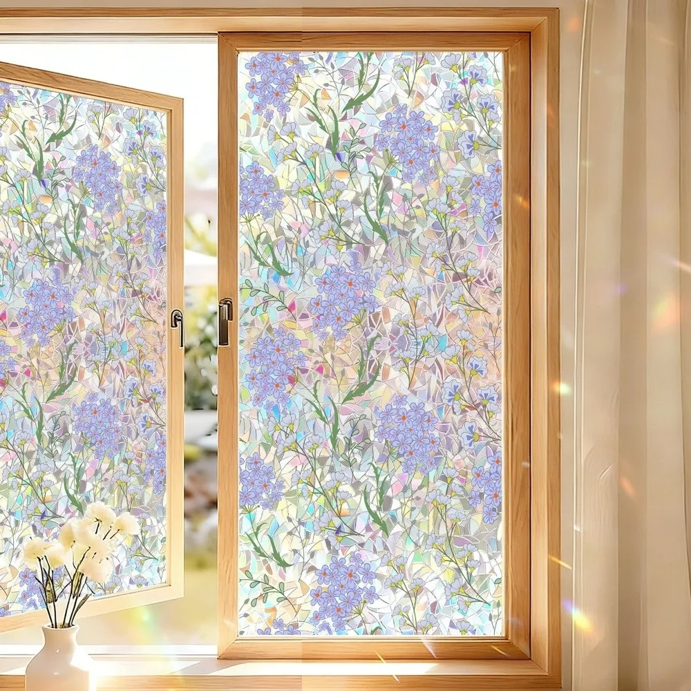 PVC-Fensterfolie zur Sichtschutz, abnehmbare statisch haftende Folie, statisch haftende Buntglasfolie, durchscheinender dekorativer Fensteraufkleber