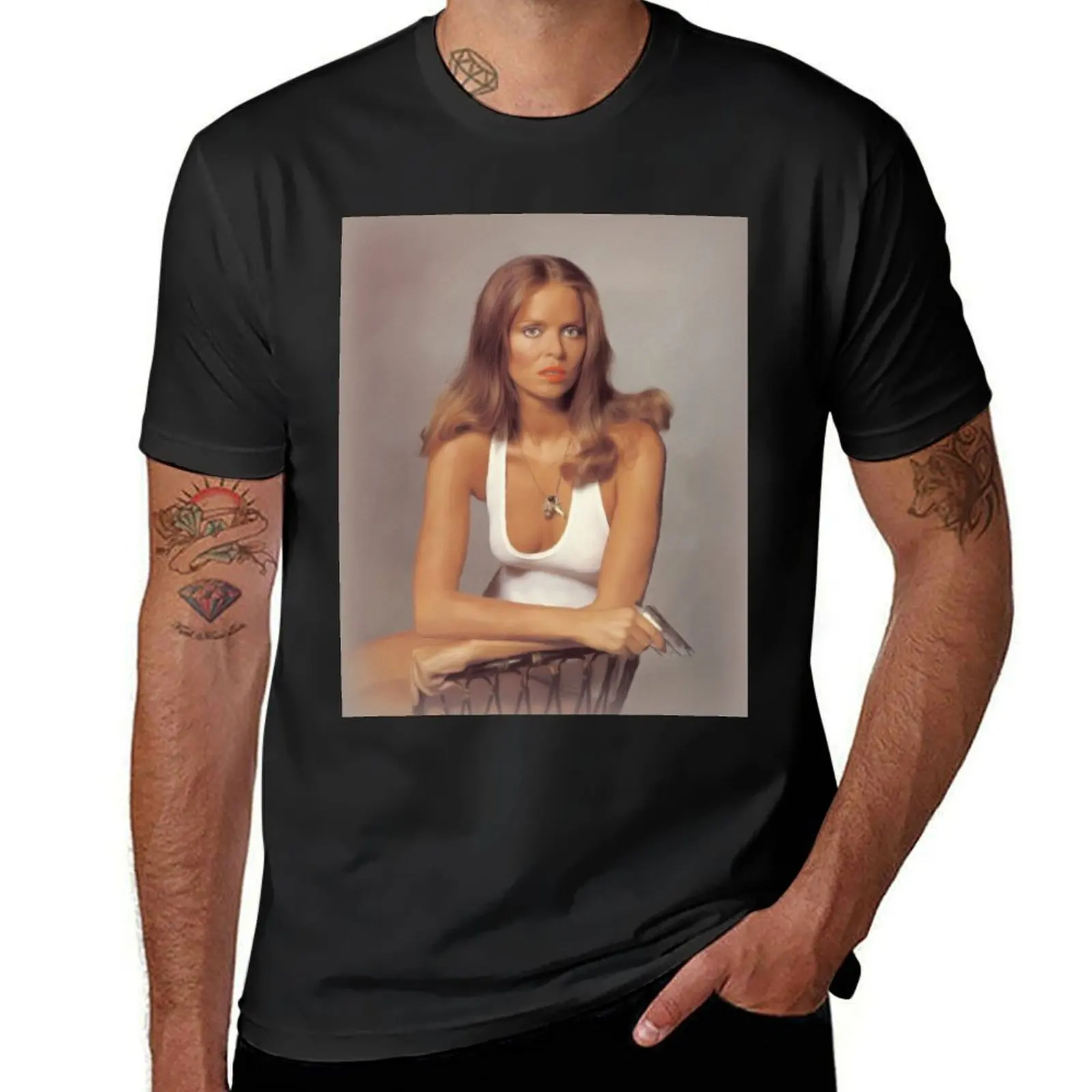 Barbara Bach, Movie Star T-Shirt blacks tops customs mens big and tall t shirts