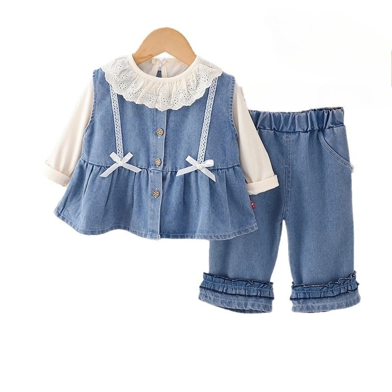 

New Autumn Baby Girls Clothes Suit Children Vest T-Shirt Pants 3Pcs/Sets Infant Clothing Toddler Casual Costume Kids Tracksuits
