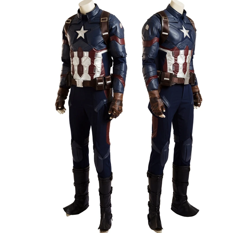 Halloween Carnival Movie Civil War Cosplay Captain Costume Steven Rogers Armor Outfit High Quality Superhero Clothing