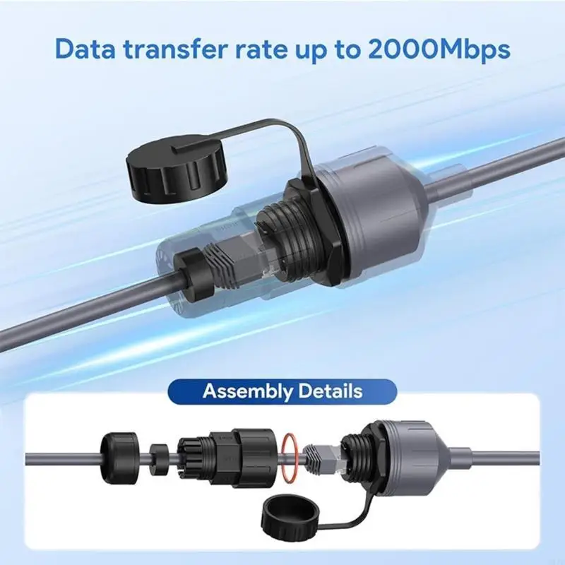 Q1JC 2000Mbps RJ45 Ethernet Adapter Waterproof For Gen 3 Standard and Mini Antennae Fast Speed Data Transfer