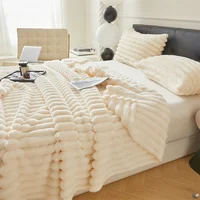 1pc Throw Blanket for Bed - 250GSM Soft & Warm Fluffy Blanket, Decorative Striped Blankets for Winter  Nap / Sleep 5