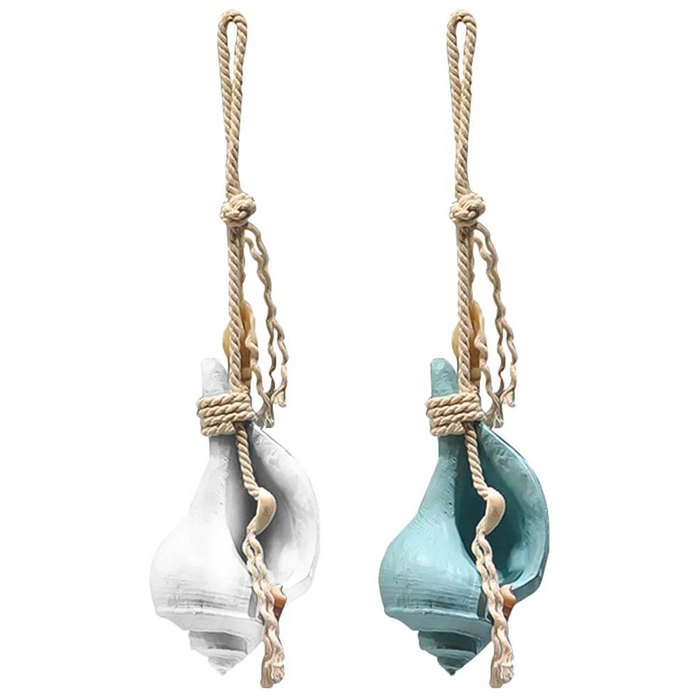 2Pcs Lightweight Simulation Seashell Pendant with Soft Glow Resin Hanging Decoration Ideal for Nursery Room Ocean Lover