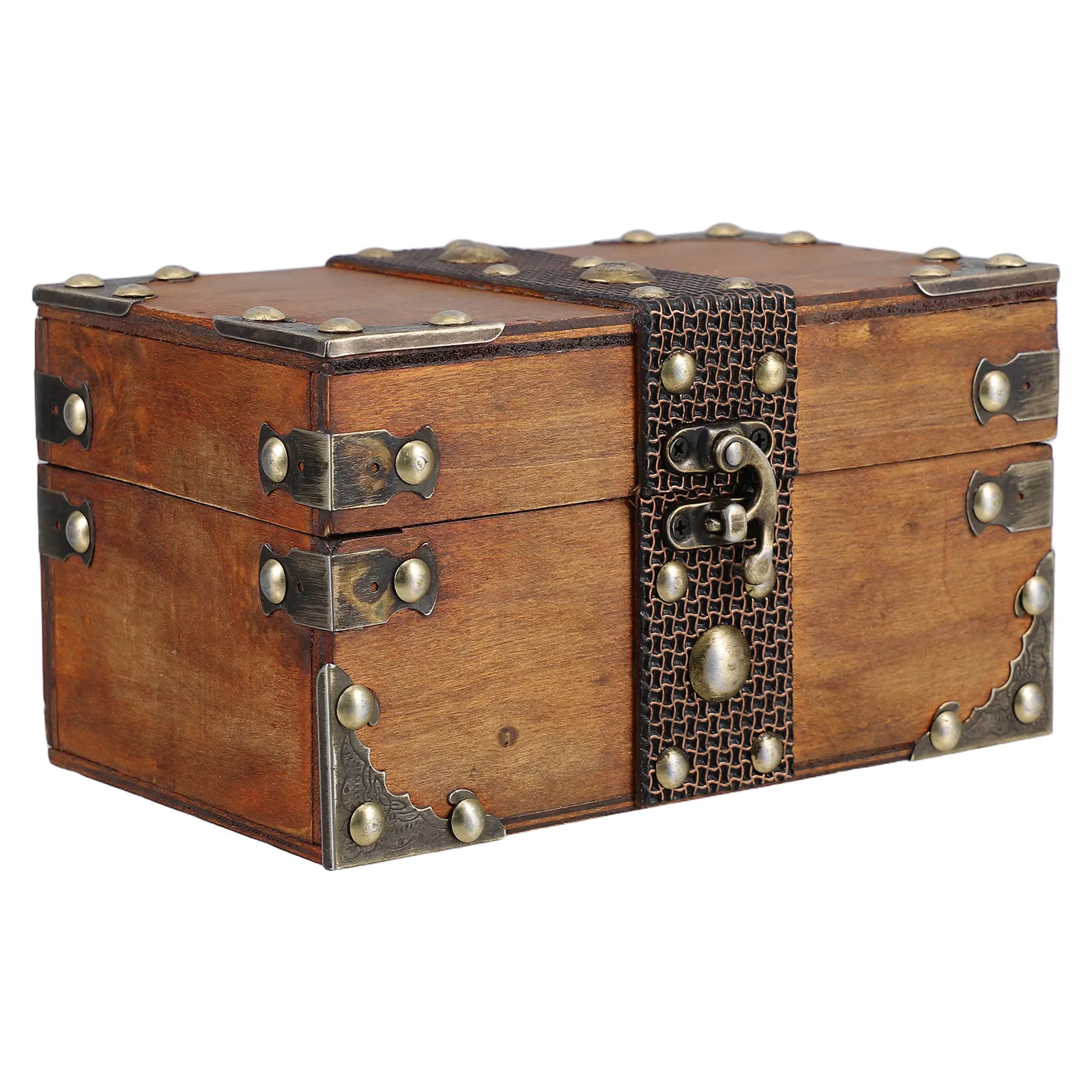 Retro Wooden Treasure Chest Vintage Decorative Storage Box for Jewelry Keepsakes Small Treasures Office Bedroom Living Room
