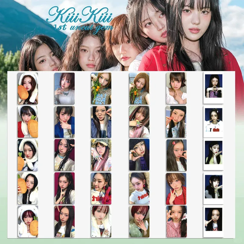 

Kpop KiiiKiii 1st EP UNCUT GEM Special Card Double Sides Printing Mattle Film LOMO Card Leesol Sui Haum Fans Collection Gift
