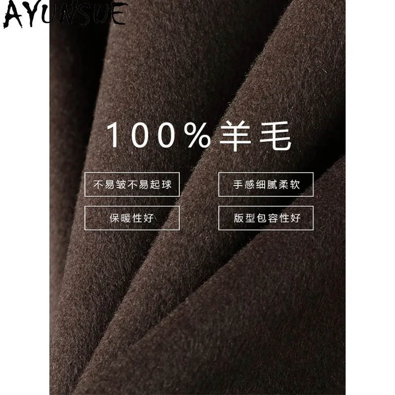 معاطف صوف 100% من AYUNSUE للنساء لخريف وشتاء 2025 معطف نسائي على الموضة الكورية ملابس نسائية عالية الجودة palldyto Zимperi Жénravo