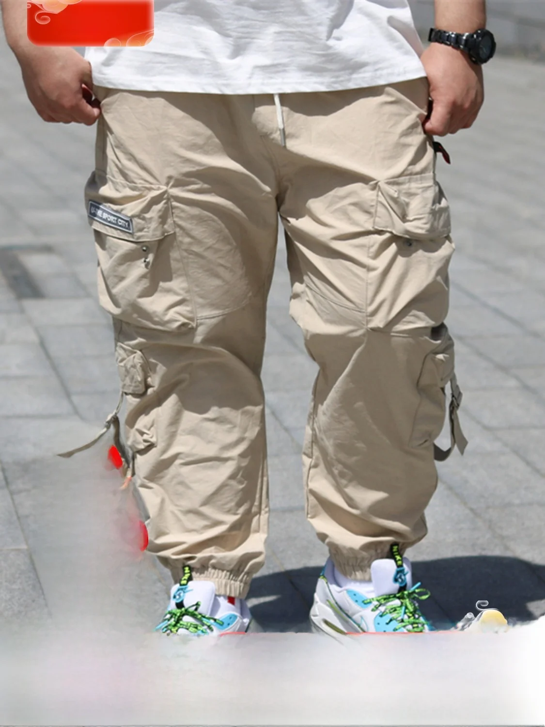 

Loose Fit Summer Work Pants Casual Long Trousers Cuffed Waist Streetwear Sle Comfortable Cotton Blend Qui Dry Function
