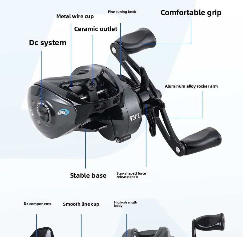 Lizard Fishing Demon DC Baitcasting-Rolle Elektronische Bremse Anti-Backlash Weitwurf Vielseitige Angelrolle Mit Klarem Klickgeräusch – Detail 5