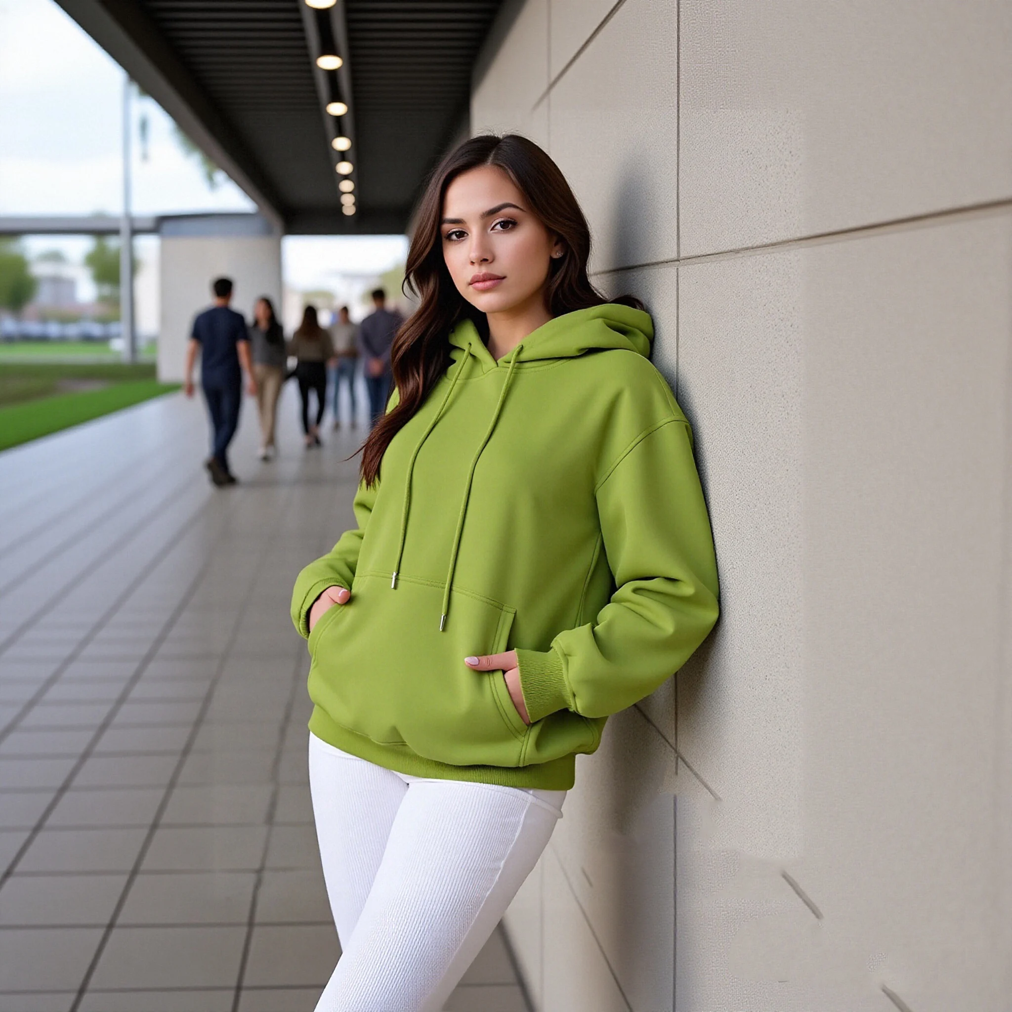 

Стильная толстовка на шнурке. Модные женские толстовки большого размера с пуловером на шнурке. Флисовые толстовки с длинным рукавом на осень.