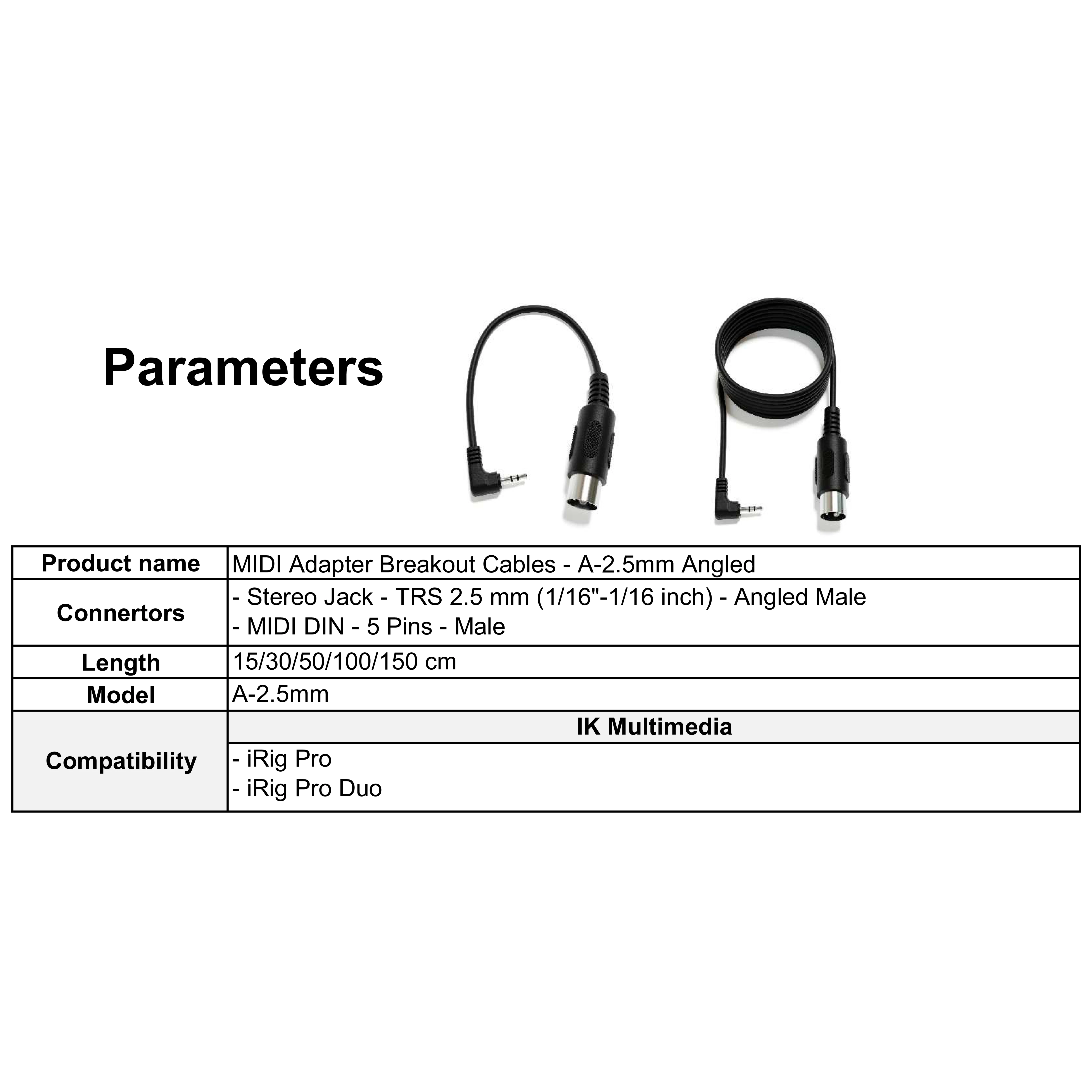 ExcelValley - Mannelijke DIN MIDI-adapter breakout-conversiekabel - Mini / Micro jack - TRS 2,5 mm / 3,5 mm
