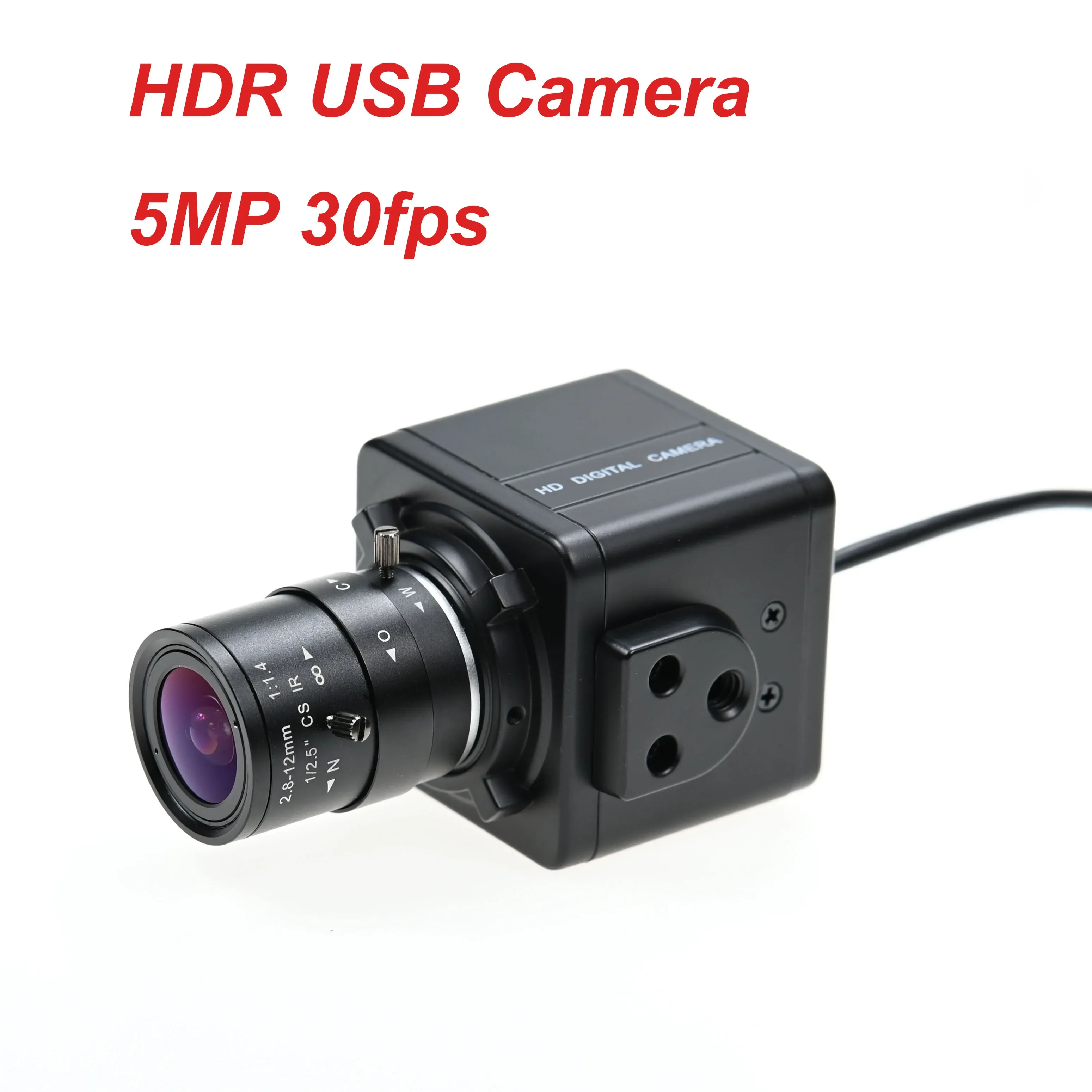 Fotocamera USB HDR 5MP 30fps HD, 2592x1944, PS5520, riprese retroilluminate, webcam da 5 Megapixel con obiettivo zoom da 2,8-12 mm Attacco CS