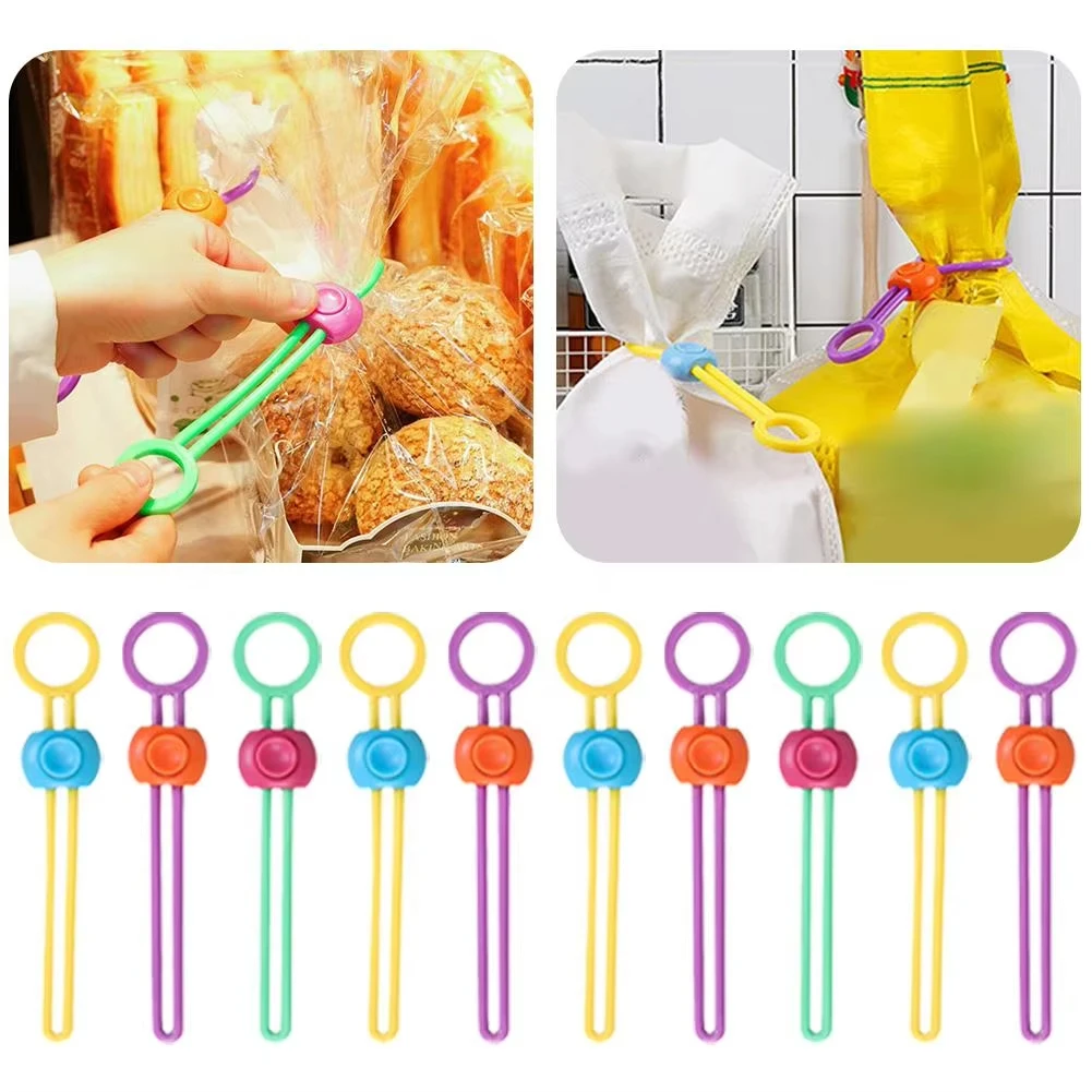 New Silicone Food Bag Sealing Strap Freshness Sealing Clip Adjustable Clips Sealer Data Cable Storage Kitchen Gadgets