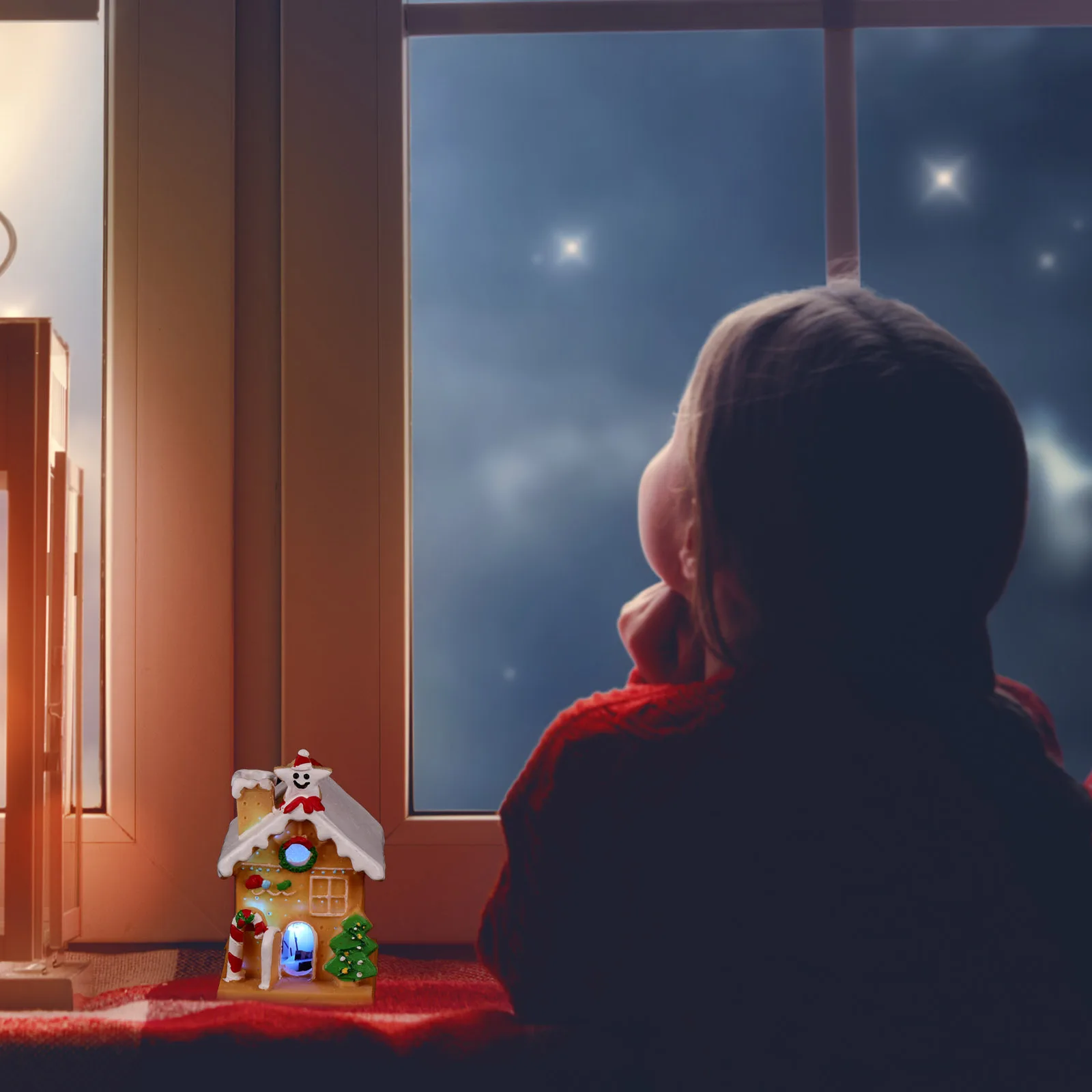 

1Pcs Christmas Cake Decoration Snow Village Resin Ornament Luminous House Decor for Party Wedding Banquet Xmas Cake Supplies