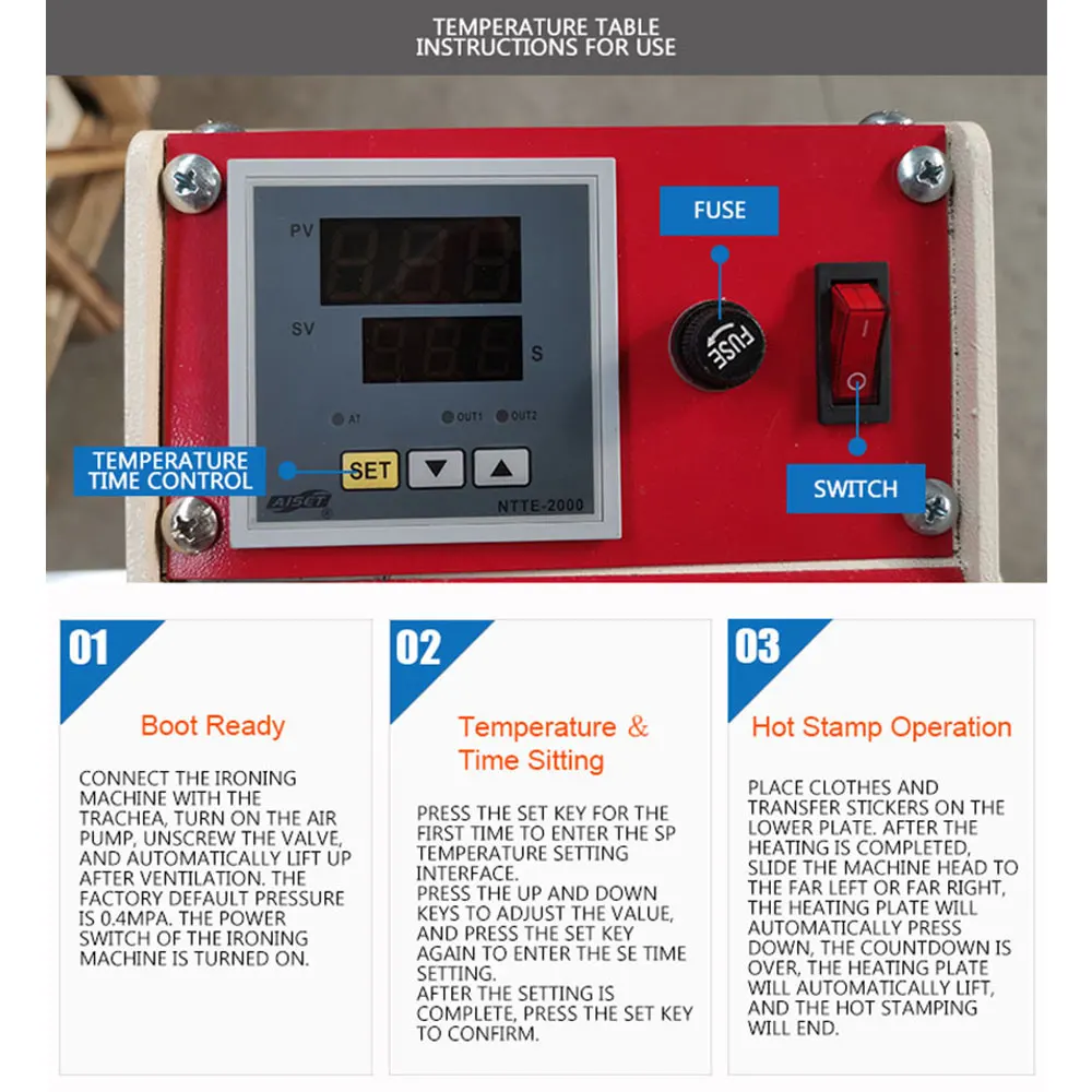220V 1000W 15X15cm นิวเมติกเครื่องกดความร้อนการพิมพ์เครื่องปั๊มเครื่องมือเสื้อผ้า Pad การพิมพ์ 2025 ใหม่