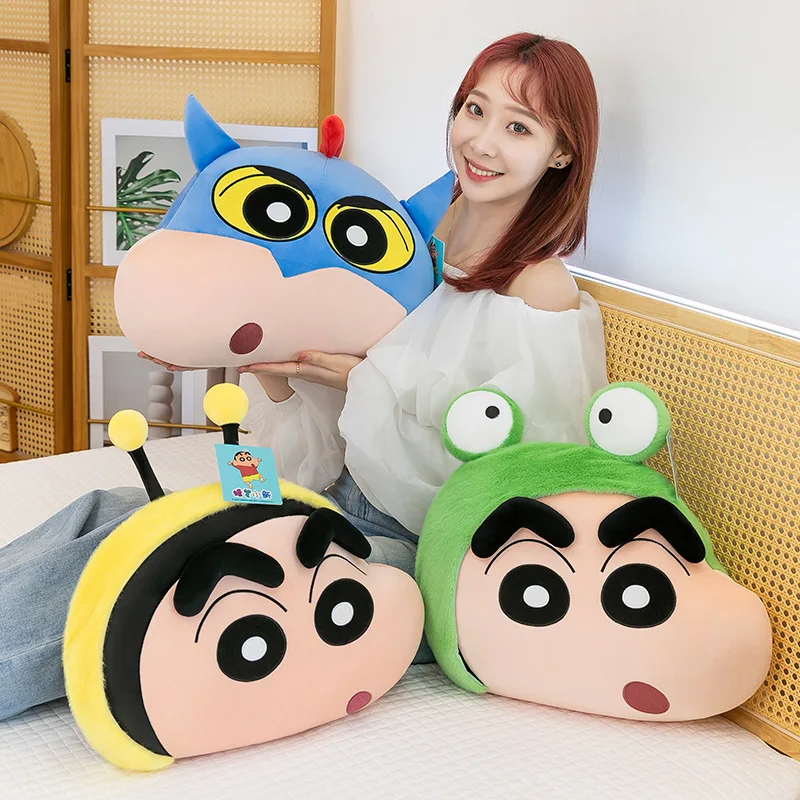 crayon-shin-chan-plush-pillow-with-bunny-bee-frog-superhero-hat-soft-stuffed-toy-for-kids-adults-anime-fans-gift-room-decoration