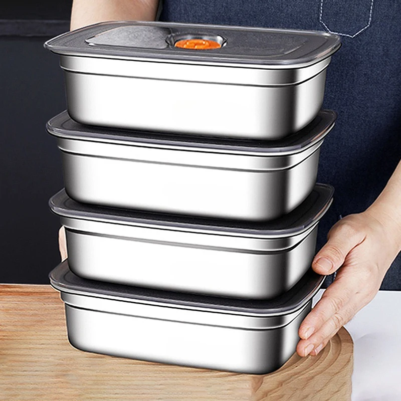 304 Stainless Steel Leak-proof Lunch Box with Lid Bento Box for Outdoor Camping Refrigerator&Freezer Storage Sealed Container