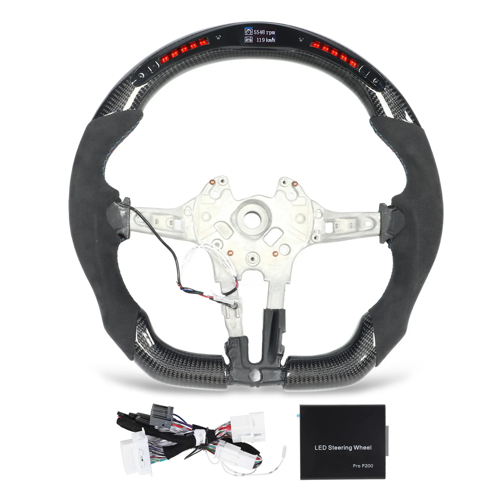 

Гоночный руль Карбоновый светодиодный дисплей Рулевое колесо переключения передач для F20 F22 F30 F32 F15 F16 M Sport M2 M3 M4 X5M X6M